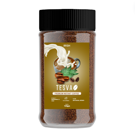 Tesva Instant Coffee, Irish Cream, 100gm, Granule, Glass Bottle