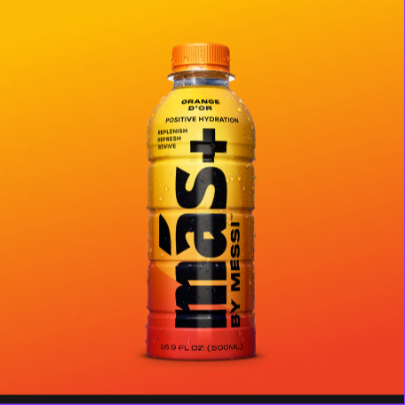 MAS+ Hydration Drink By Lionel Messi Orange D'or Flavour With Gluten Free & Caffeine Free - 500ml