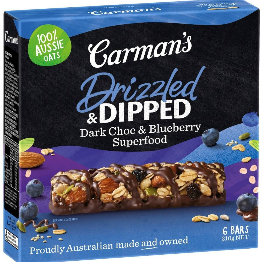 Carman's Dark Choc& Blueberry Superfood Bars (Pack of 6)