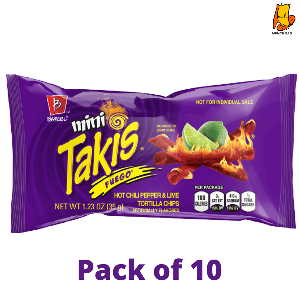 Mini Takis Fuego - Hot Chilly Pepper& Lime ( pack of 10)
