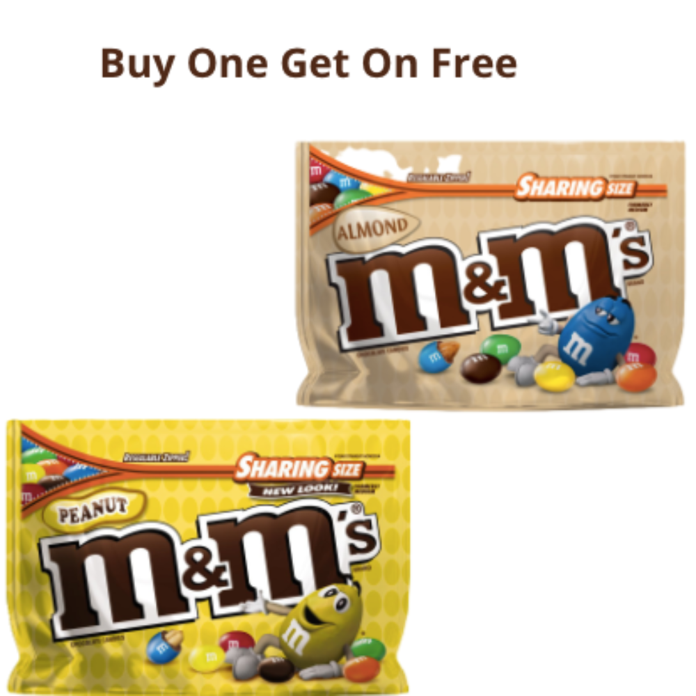 M&M Milk Chocolate Peanuts And Almond Sharing Size BOGO Offer