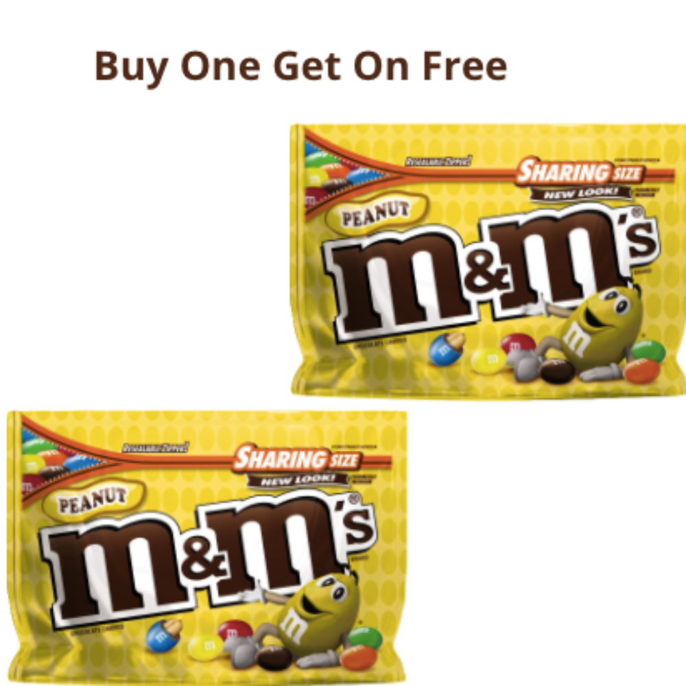 M&M Milk Chocolate Peanuts Sharing Size BOGO Offer