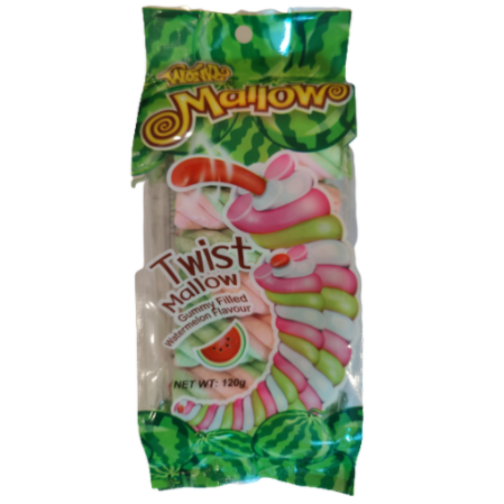 Wonka Mallows Twists With Gummy Filled Watermelon Flavour