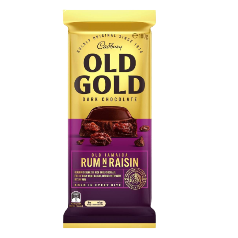 Cadbury Old Gold Australia Rum N Raisin Chocolate Block
