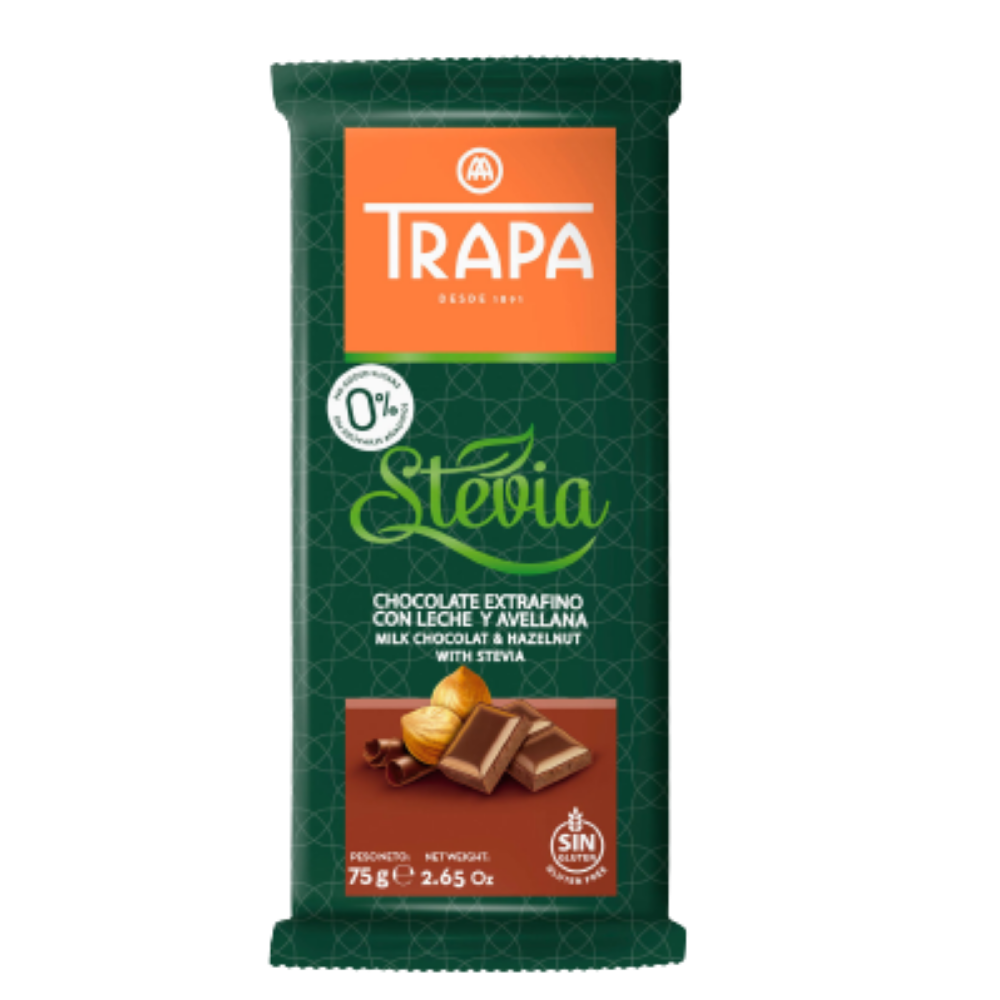 Trapa Stevia Milk Chocolate with Hazelnuts(0 % added sugar)