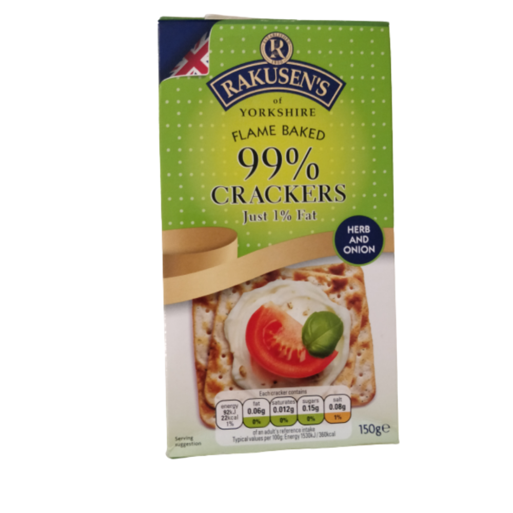 Rakusen's Yorkshire Crackers Flame Baked Herb and Onion